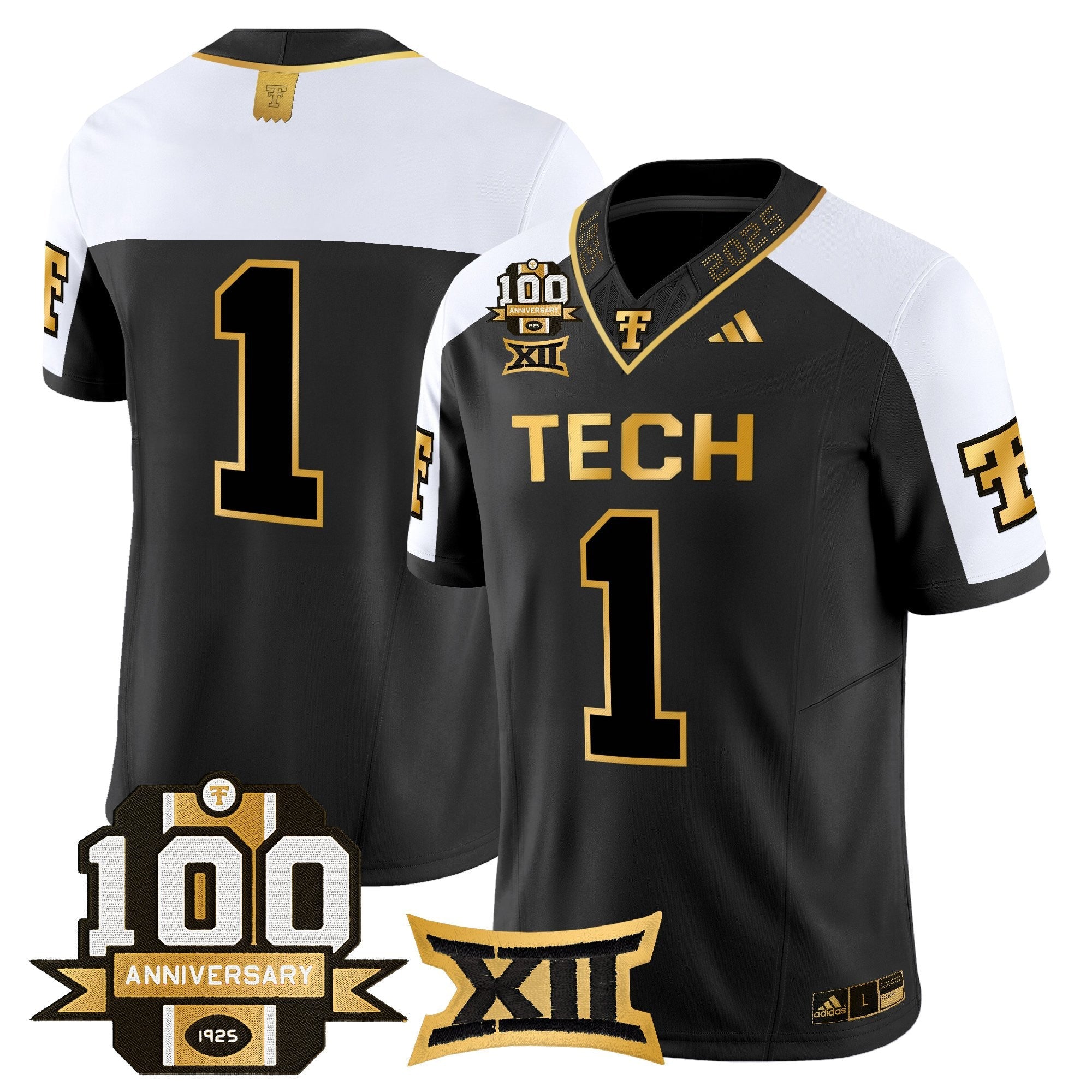 Texas Tech Red Raiders 2025 Gold Vapor Limited Jersey - 100th Anniversary Patch - All Stitched