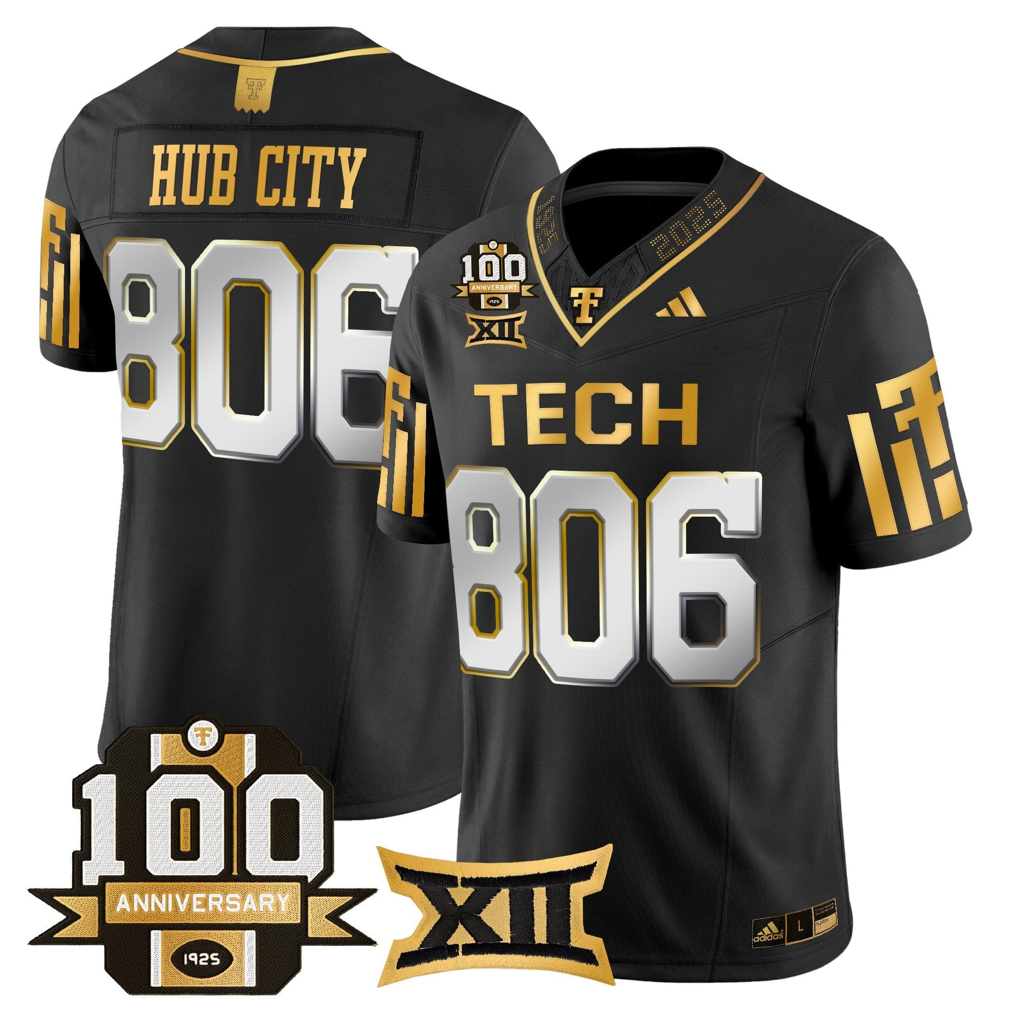 Texas Tech Red Raiders 2025 Gold Vapor Limited Jersey - 100th Anniversary Patch - All Stitched