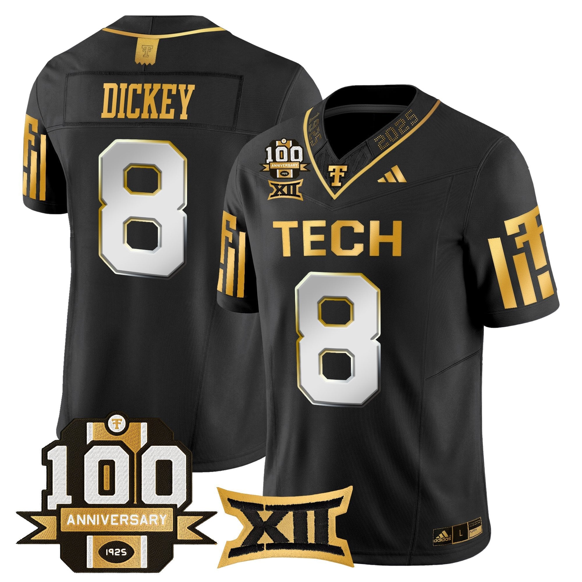 Texas Tech Red Raiders 2025 Gold Vapor Limited Jersey - 100th Anniversary Patch - All Stitched