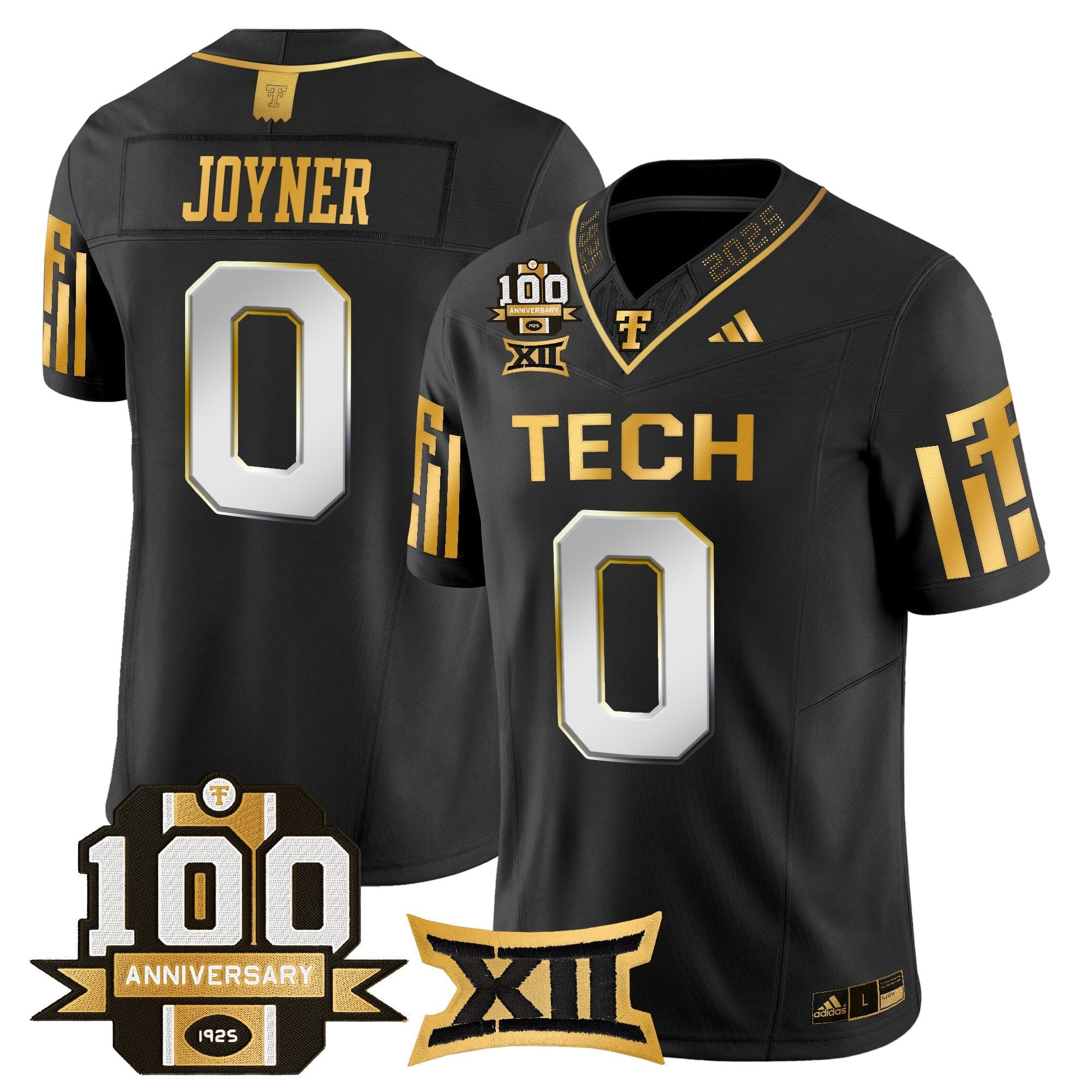 Texas Tech Red Raiders 2025 Gold Vapor Limited Jersey - 100th Anniversary Patch - All Stitched