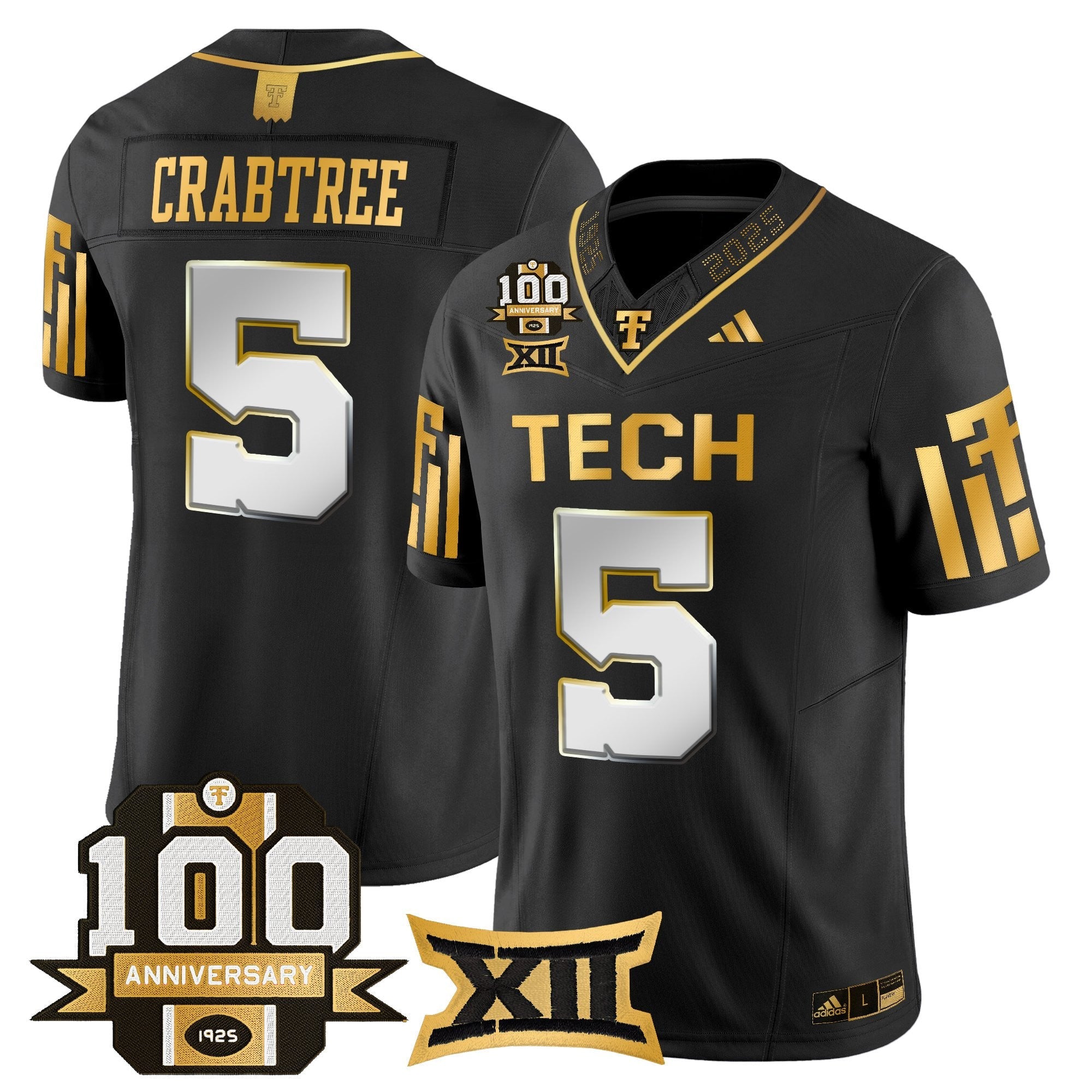 Texas Tech Red Raiders 2025 Gold Vapor Limited Jersey - 100th Anniversary Patch - All Stitched