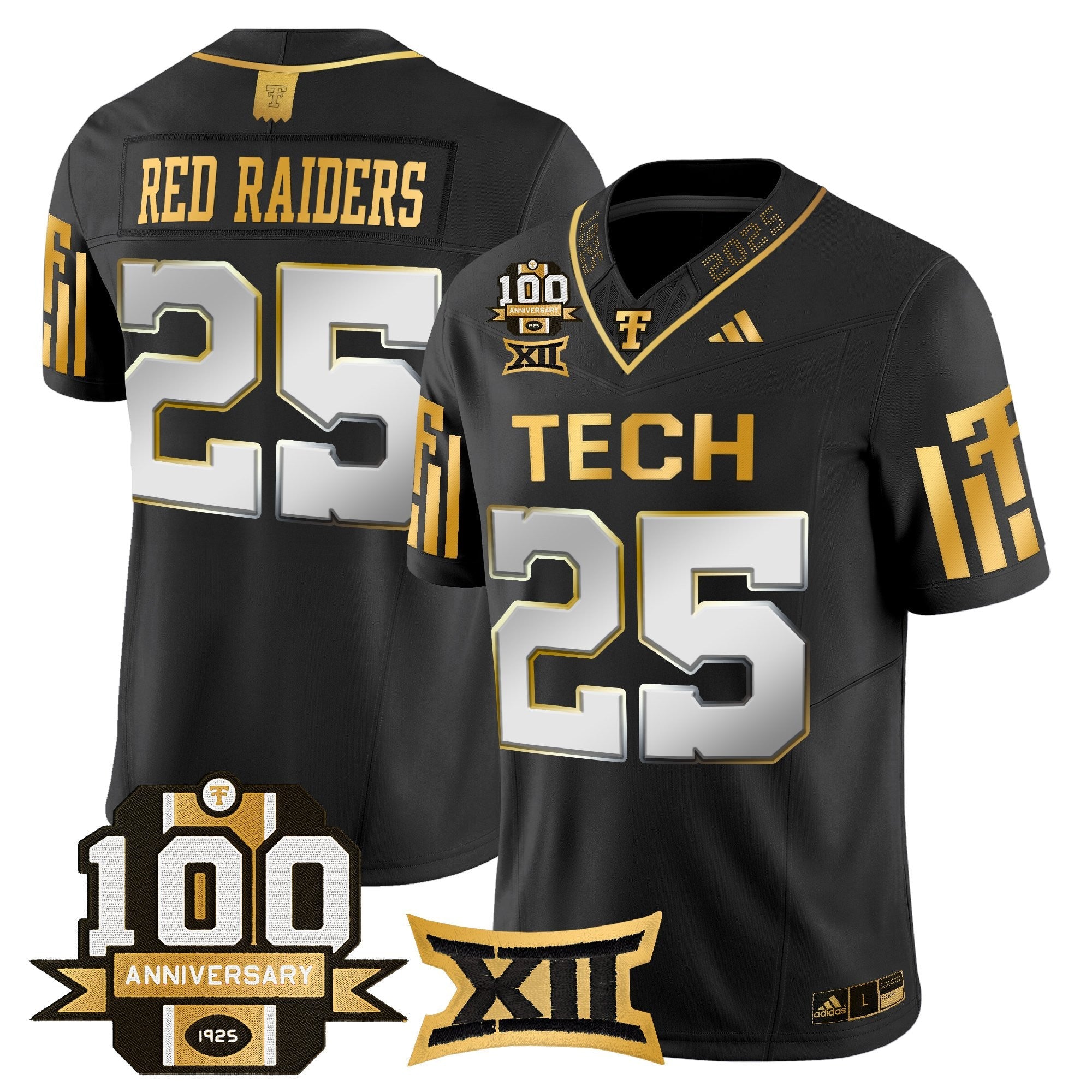 Texas Tech Red Raiders 2025 Gold Vapor Limited Jersey - 100th Anniversary Patch - All Stitched