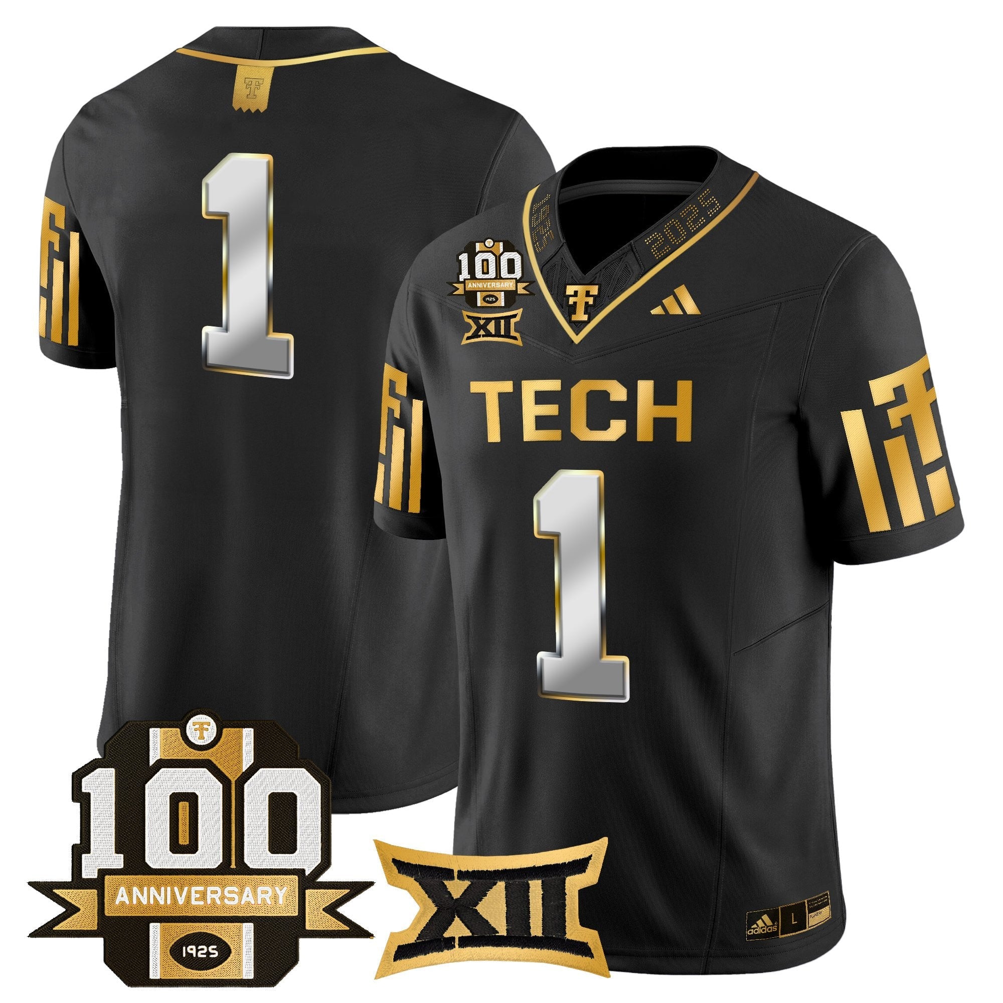 Texas Tech Red Raiders 2025 Gold Vapor Limited Jersey - 100th Anniversary Patch - All Stitched