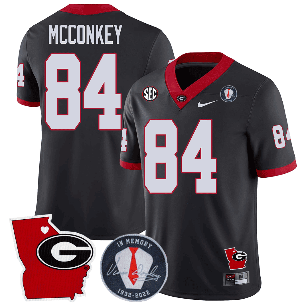 Men Georgia Bulldogs 2023 Vince Dooley Patch & Georgia State Map Jersey - All Stitched