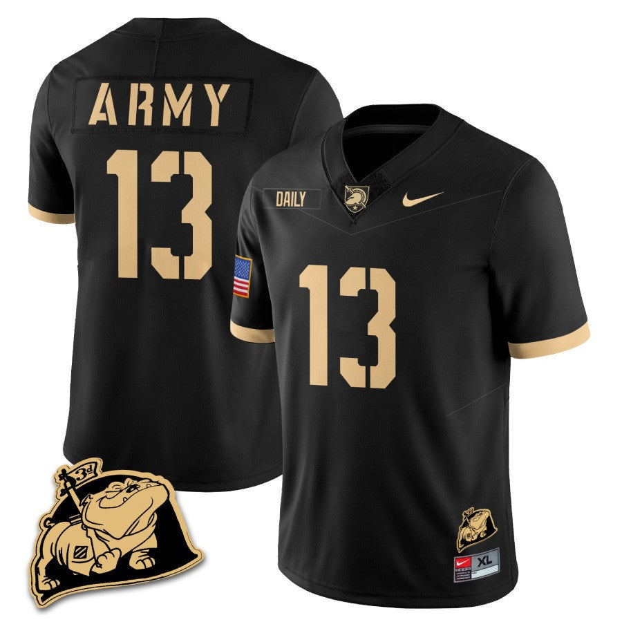 Men Army Black Knights Rocky The Bulldog Patch Jersey - All Stitched