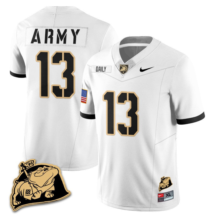 Men Army Black Knights Rocky The Bulldog Patch Jersey - All Stitched