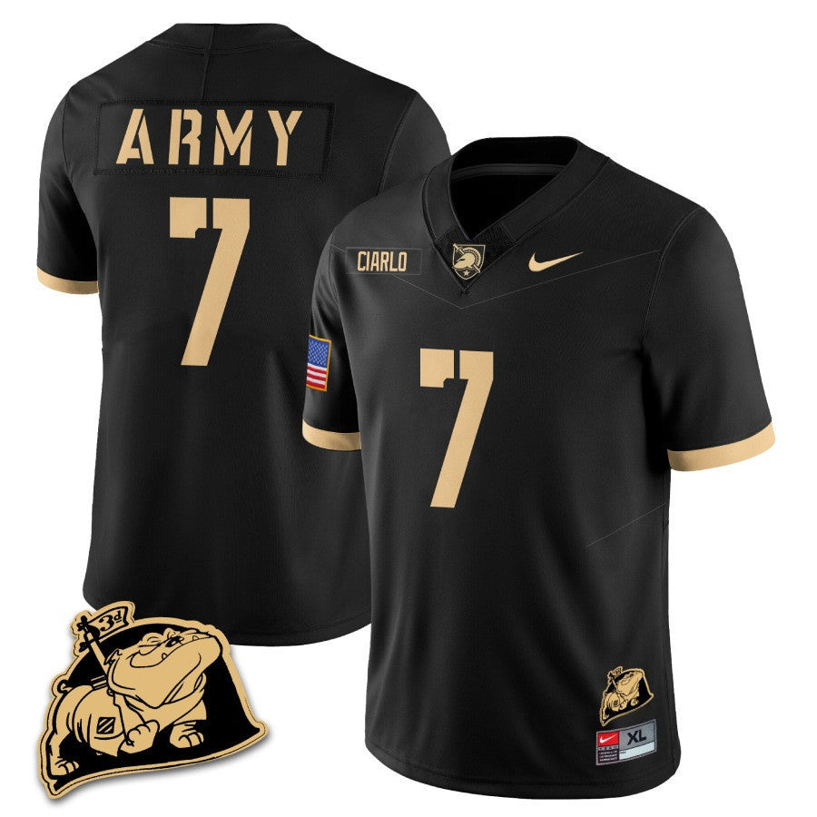 Men Army Black Knights Rocky The Bulldog Patch Jersey - All Stitched