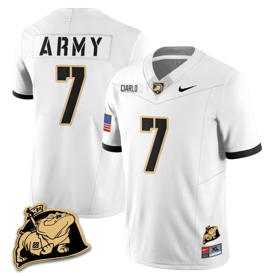 Men Army Black Knights Rocky The Bulldog Patch Jersey - All Stitched