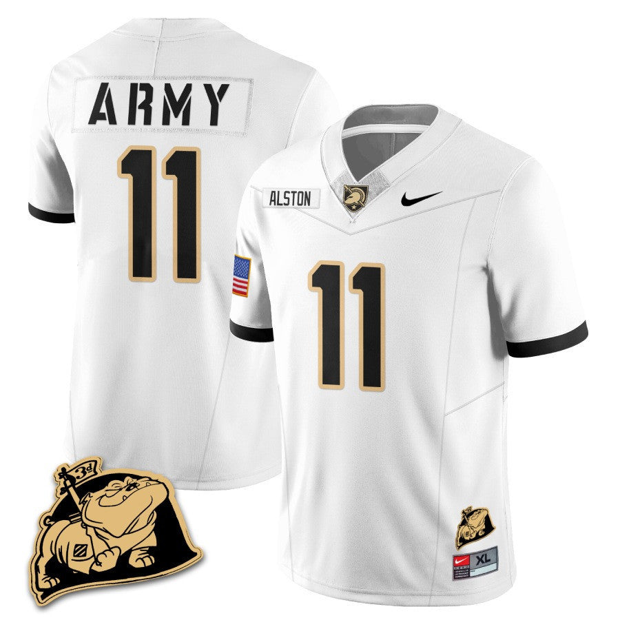 Men Army Black Knights Rocky The Bulldog Patch Jersey - All Stitched
