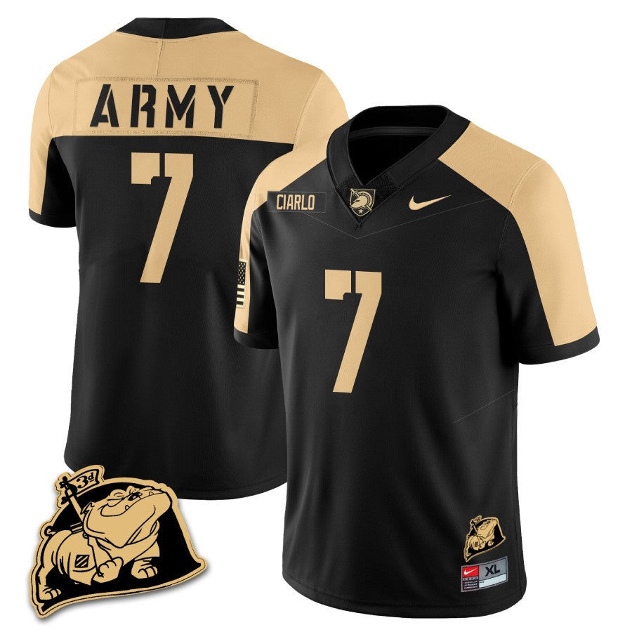 Men Army Black Knights Rocky The Bulldog Patch Jersey - All Stitched