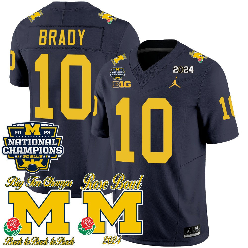 Men Michigan Wolverines 2023 National Champions & Rose Bowl Patch Vapor Jersey - All Stitched