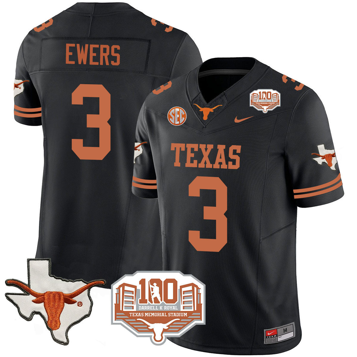 Men Texas Longhorns 2024 Vapor Limited Jersey - 100 years of Darrell K Royal - All Stitched