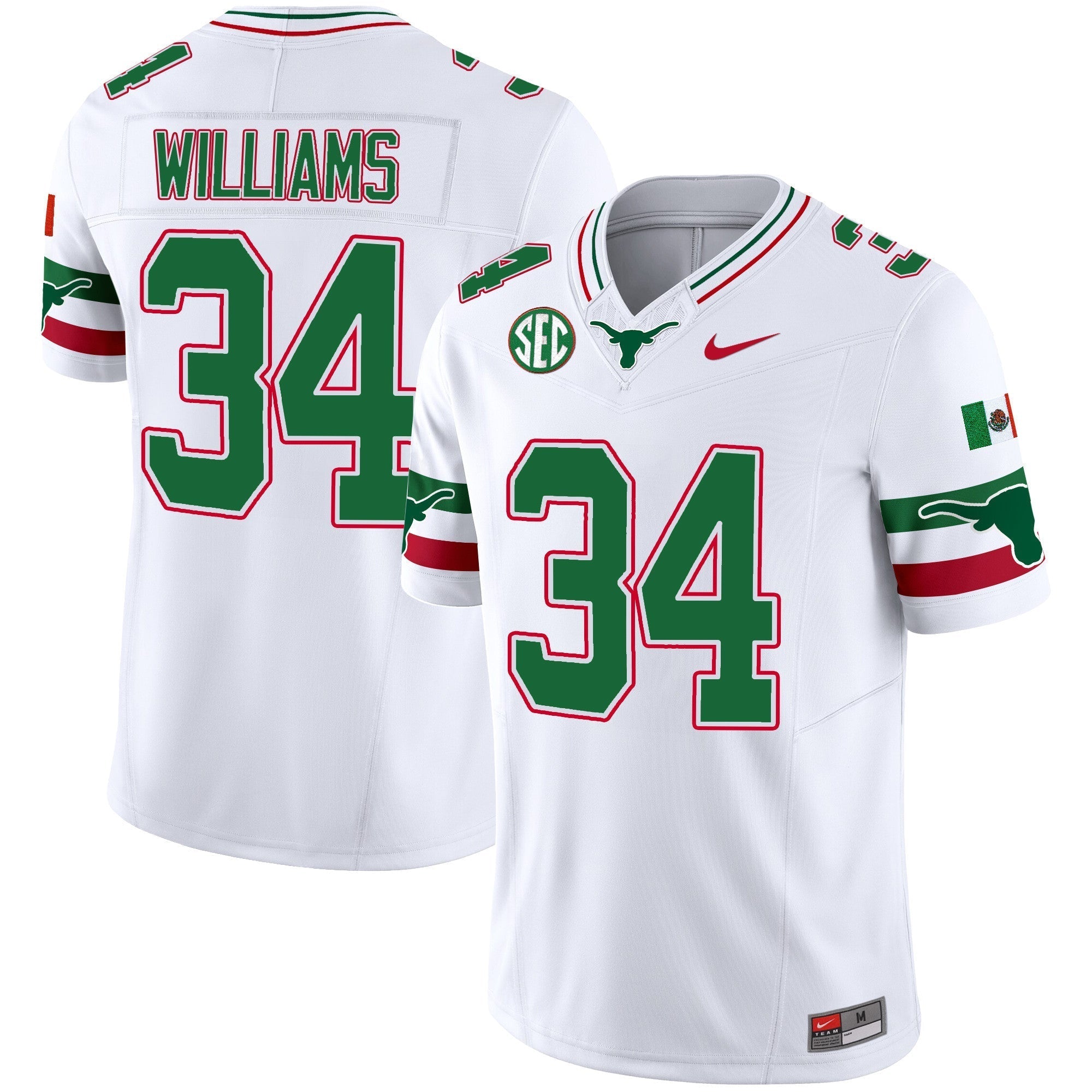Men Texas Longhorns Mexico SEC Patch Vapor Jersey - All Stitched
