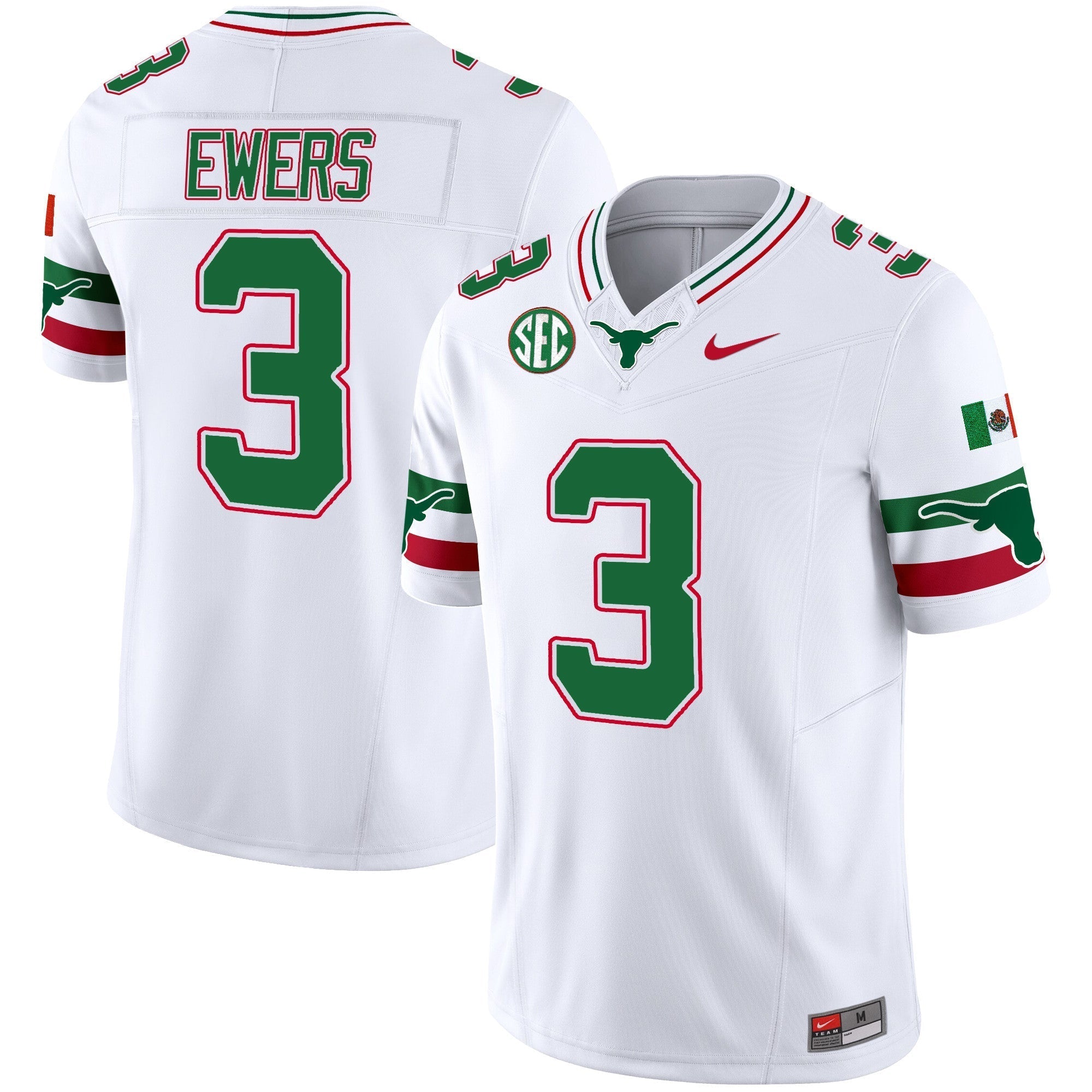 Men Texas Longhorns Mexico SEC Patch Vapor Jersey - All Stitched