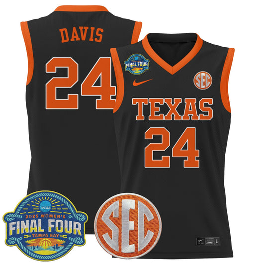 Clarissa Davis Jersey #24 Texas Longhorns 2025 Sec Final Four Patch Black