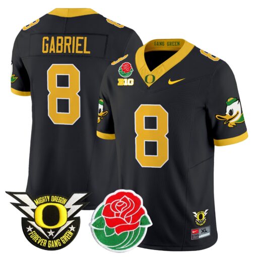 Dillon Gabriel Jersey #8 Oregon Ducks 2025 Rose Bowl Game Patch Vapor Black