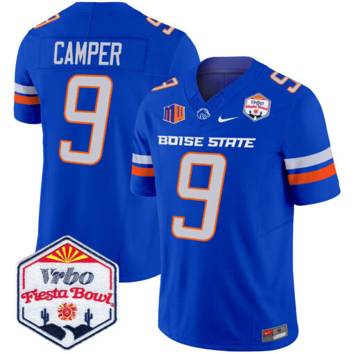 Cameron Camper Jersey #9 Boise State Broncos 2025 Fiesta Bowl Patch Vapor Royal Alternate