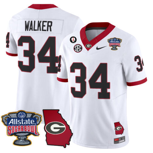 Herschel Walker Jersey #34 Georgia Bulldogs 2025 Sugar Bowl Patch Vapor White