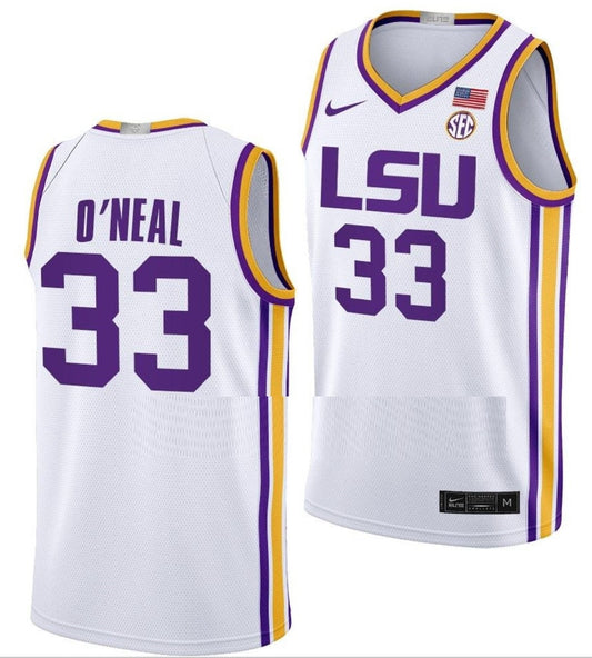 haquille O'Neal Jersey LSU Tigers College Basketball Limited White #33
