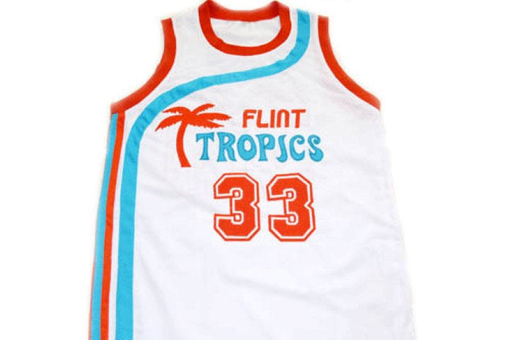 Jackie Moon Jersey #33 Flint Tropics Semi Pro Basketball White