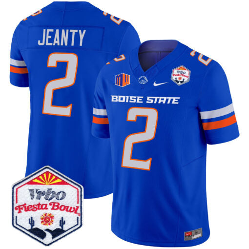 Ashton Jeanty Jersey #2 Boise State Broncos 2025 Fiesta Bowl Patch Vapor Royal Alternate