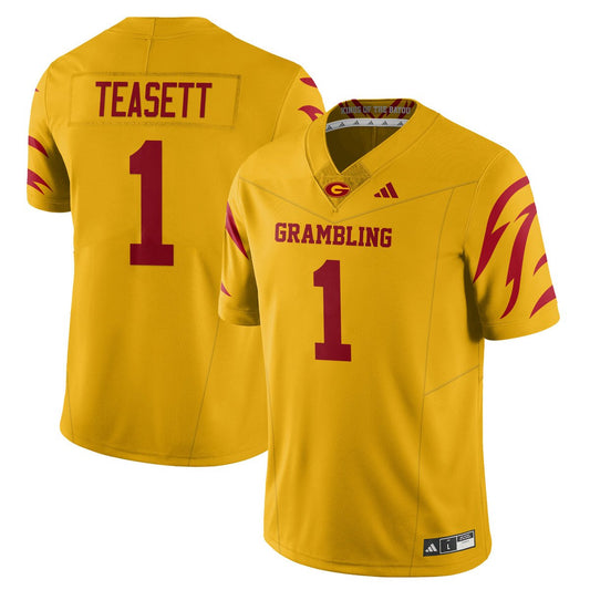 C’zavian Teasett Jersey #1 Grambling State Football 2025 Special Stitched Yellow