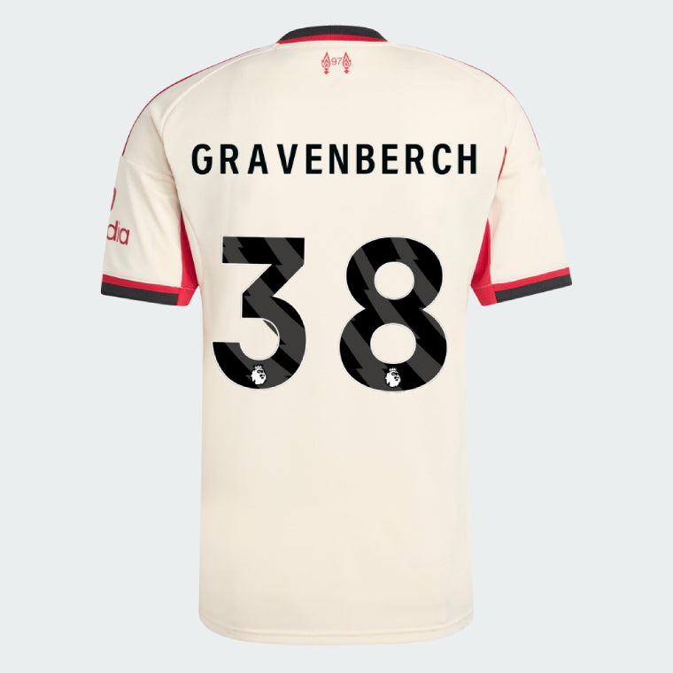 Liverpool 2025-26 GRAVENBERCH 38 Away Jersey – Cream