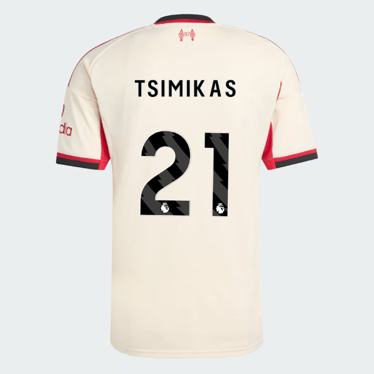 Liverpool 2025-26 TSIMIKAS 21 Away Jersey – Cream