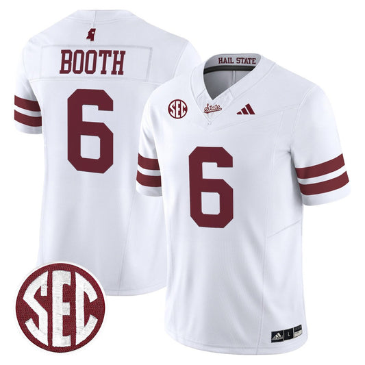 Davon Booth Jersey #6 Mississippi State Bulldogs Dark Mode Stitched White