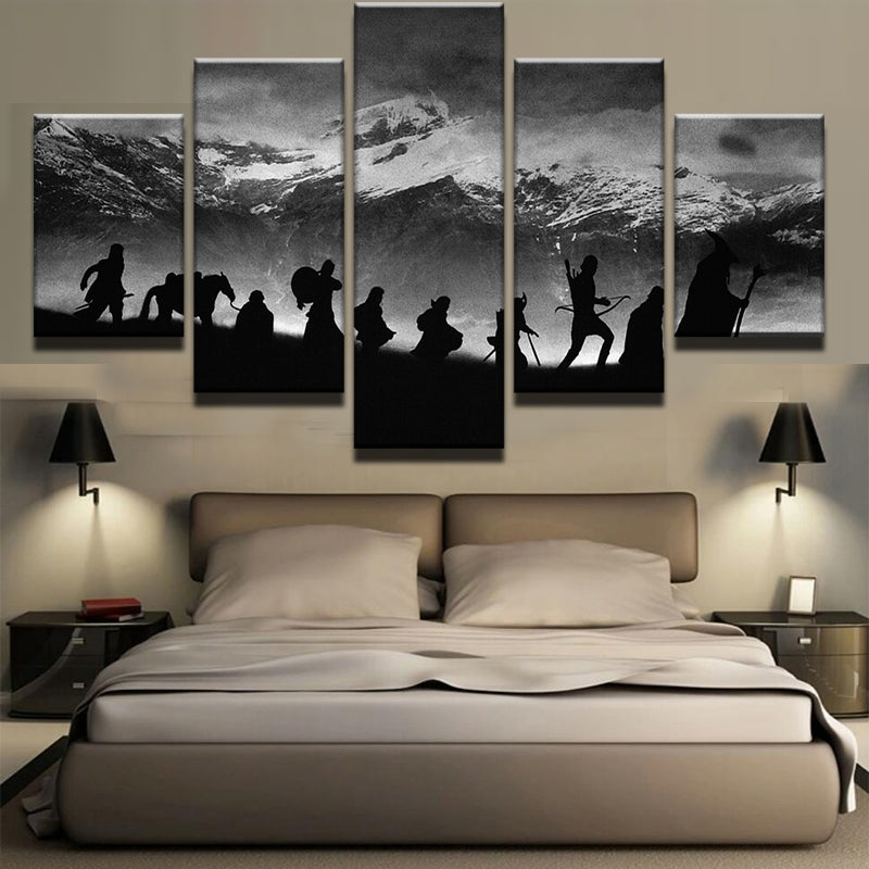 Lord Of The Rings Mountain LOTR Framed 5 Piece Canvas Wall Art