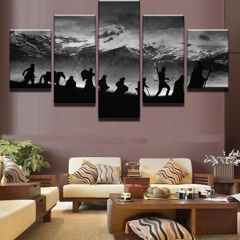 Lord Of The Rings Mountain LOTR Framed 5 Piece Canvas Wall Art