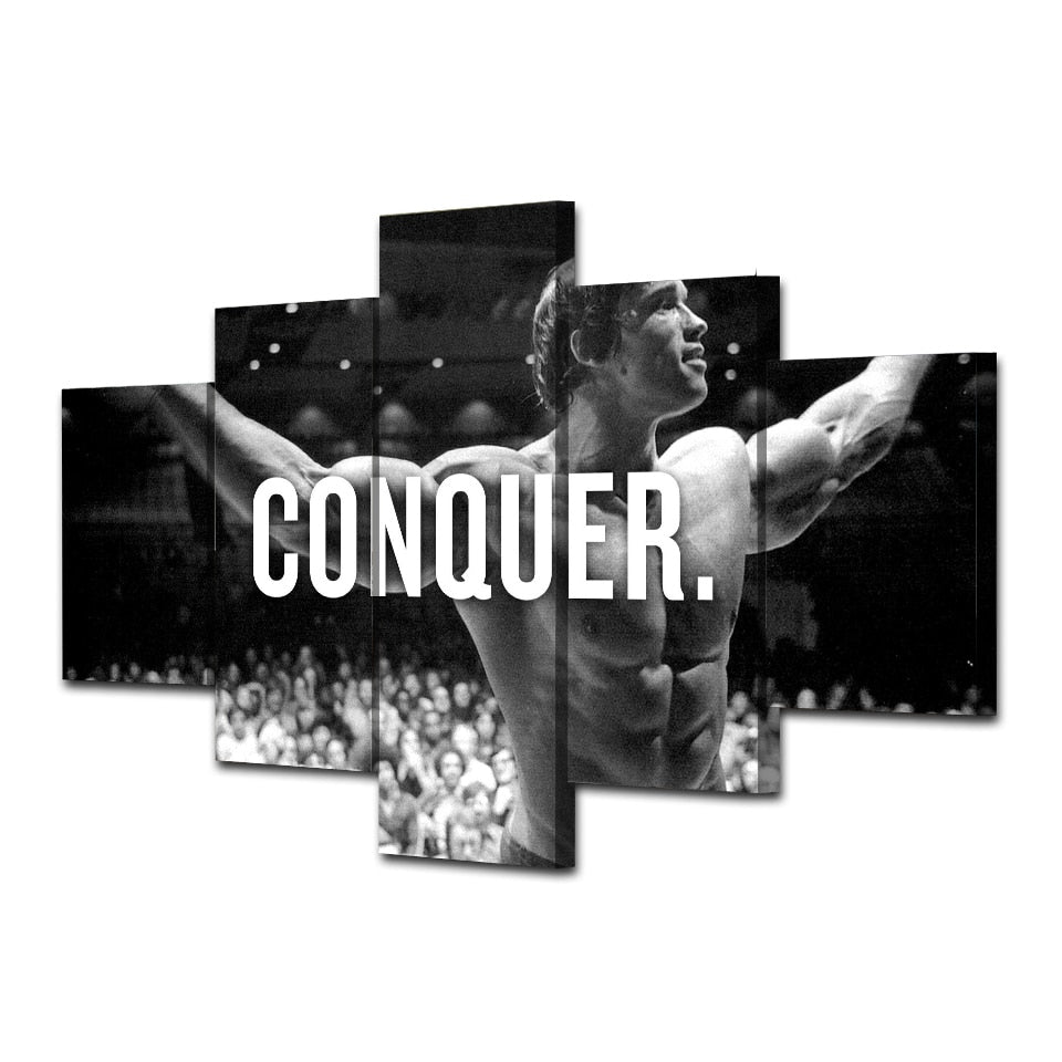 Conquer Arnold Schwarzenegger Sports Framed 5 Piece Canvas Wall Art