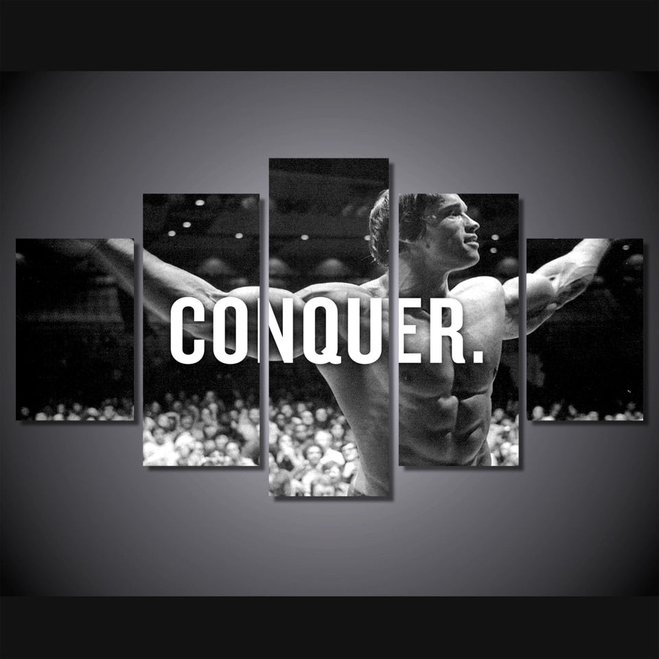 Conquer Arnold Schwarzenegger Sports Framed 5 Piece Canvas Wall Art