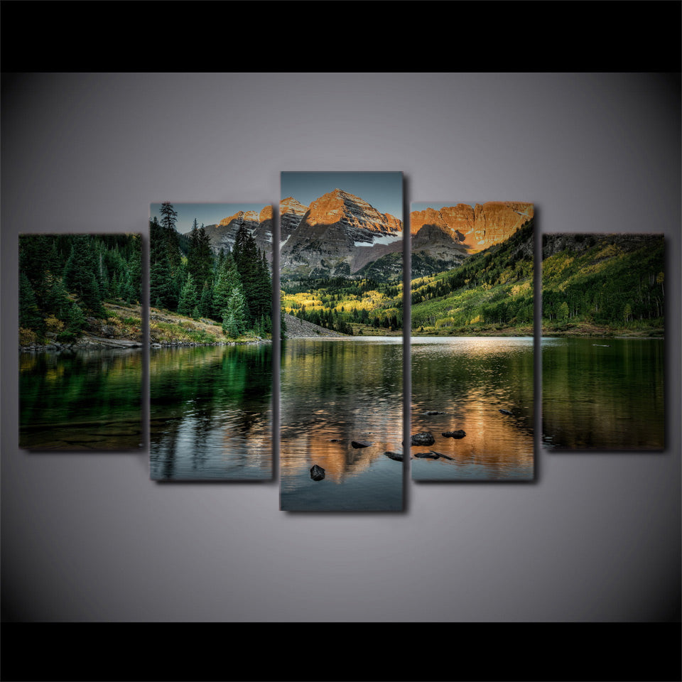 Colorado Ozero Mountain Forest & Lake 5 Piece Canvas Wall Art