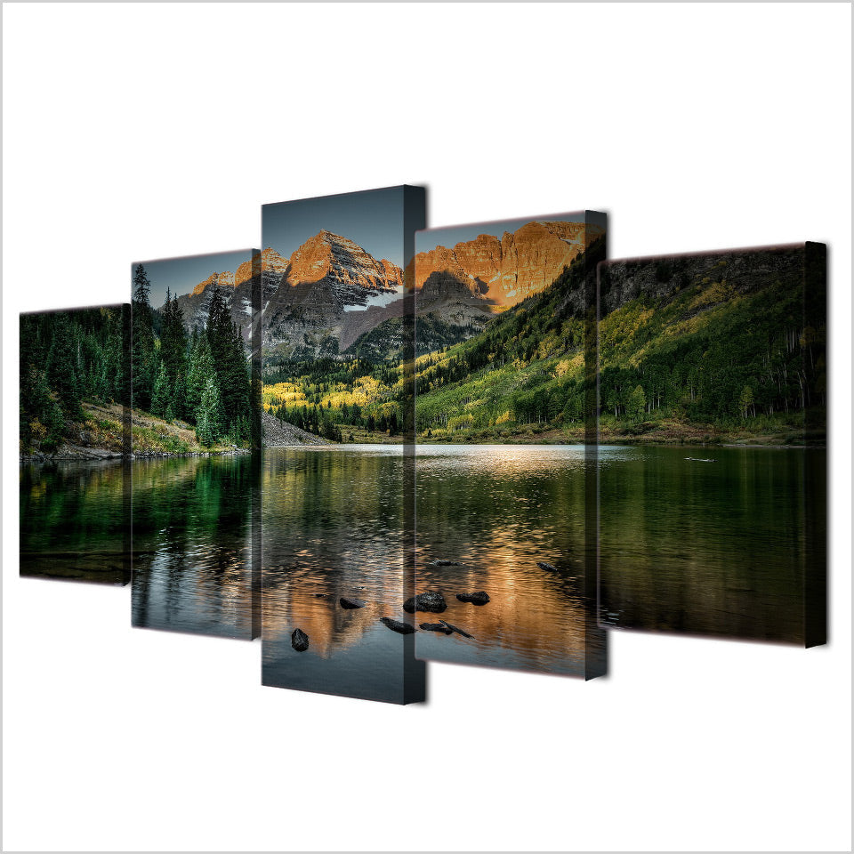 Colorado Ozero Mountain Forest & Lake 5 Piece Canvas Wall Art