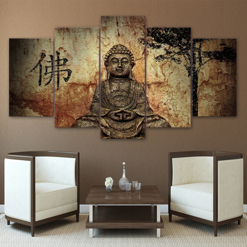 Zen Buddha 5 Piece Canvas Wall Art