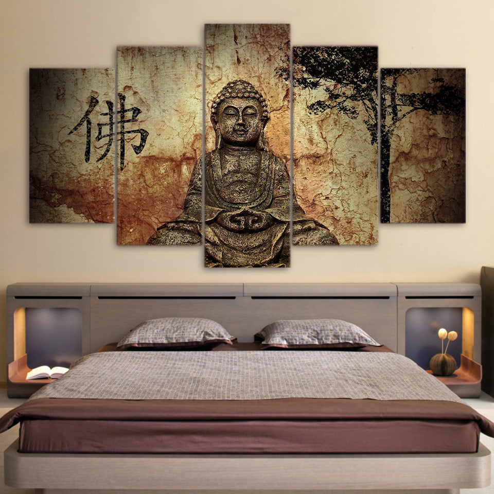 Zen Buddha 5 Piece Canvas Wall Art