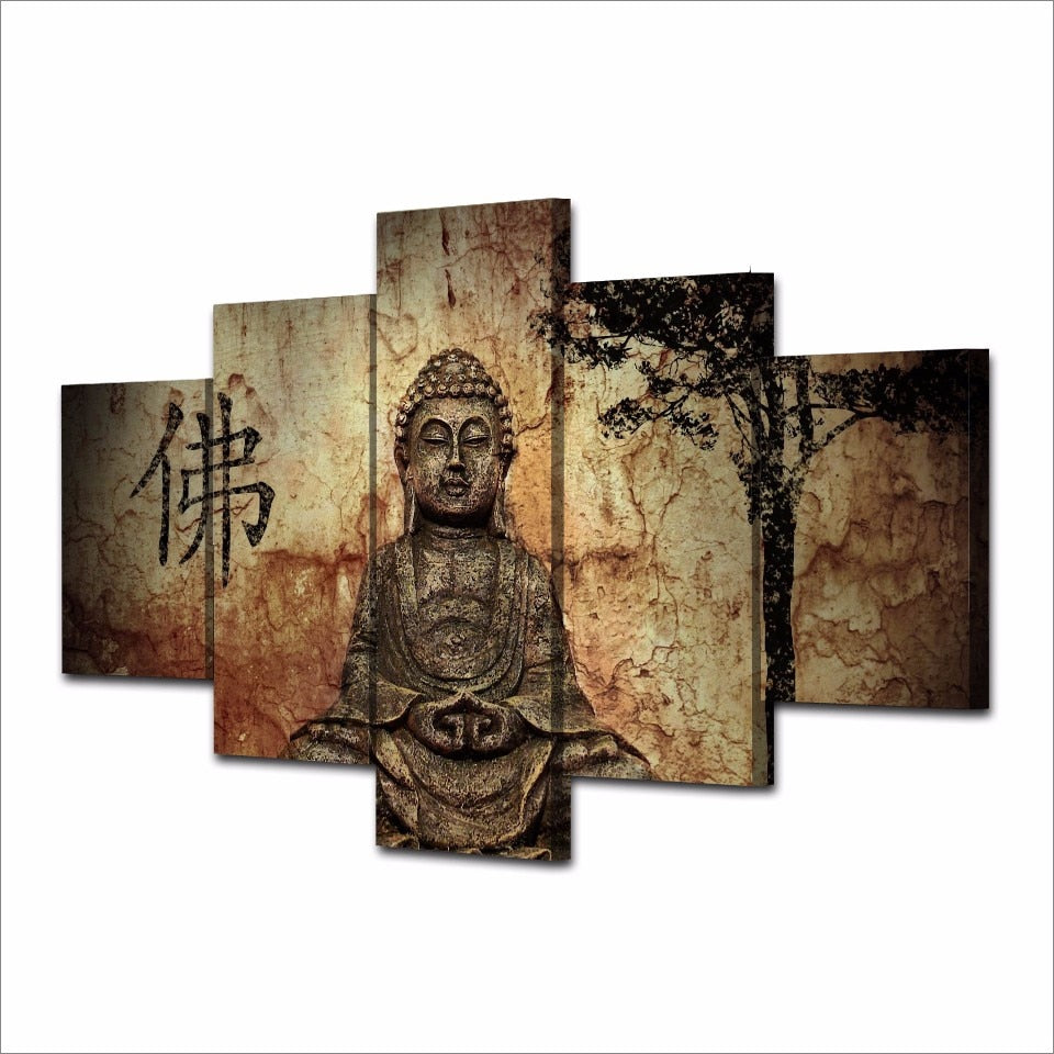 Zen Buddha 5 Piece Canvas Wall Art