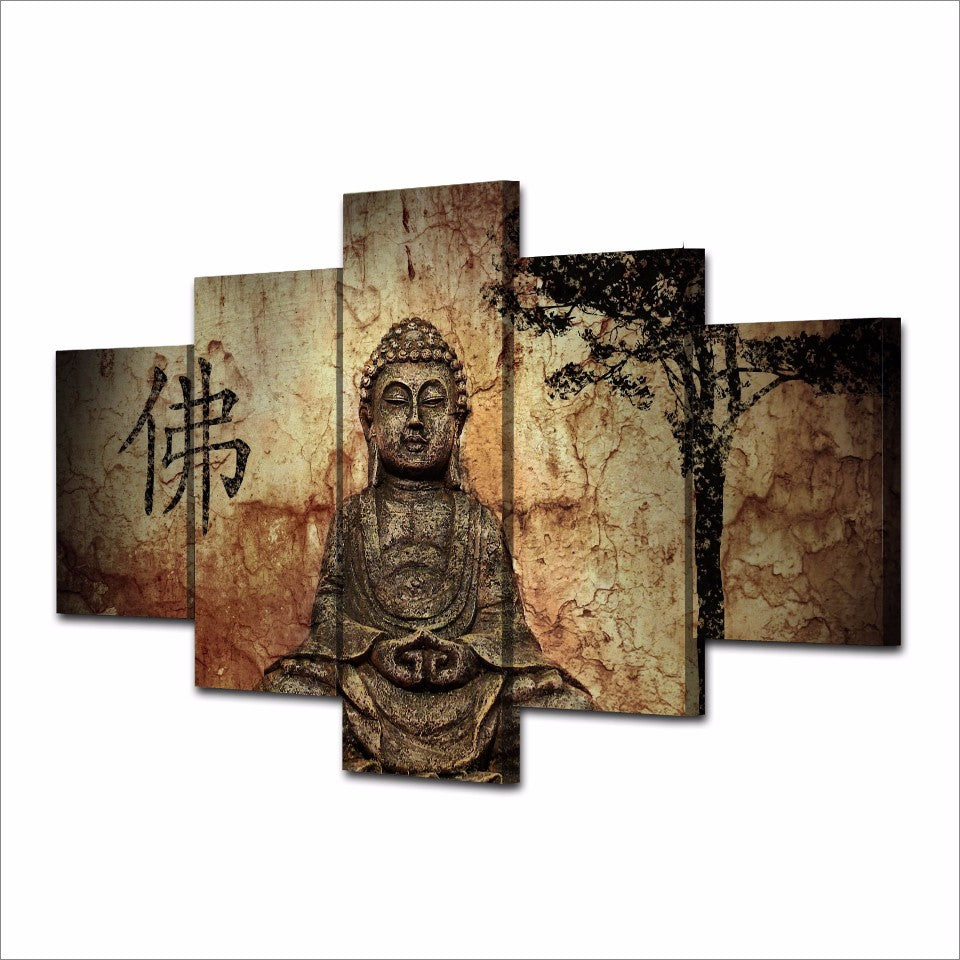 Zen Buddha 5 Piece Canvas Wall Art