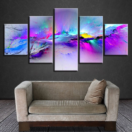 Colorful & Vibrant Modern Abstract Graffiti Framed 5 Piece Canvas Wall Art