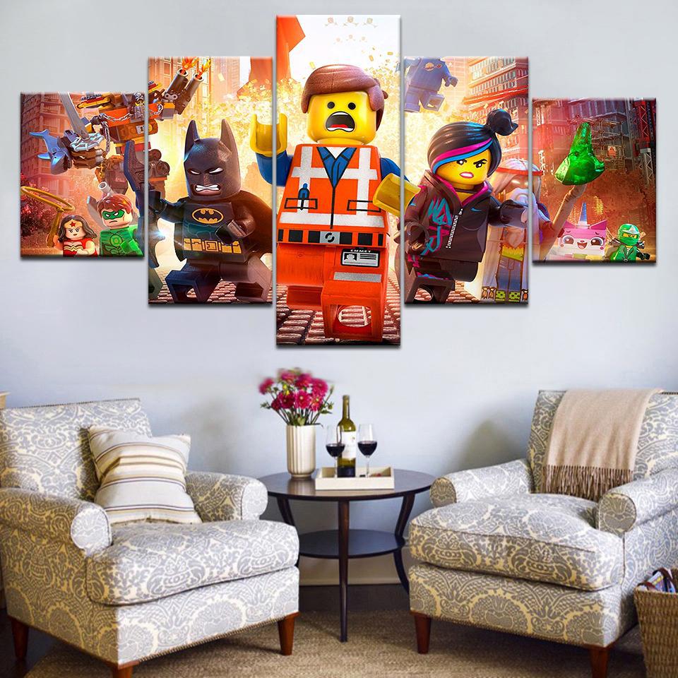 Kids Lego Movie Framed 5 Piece Canvas Wall Art