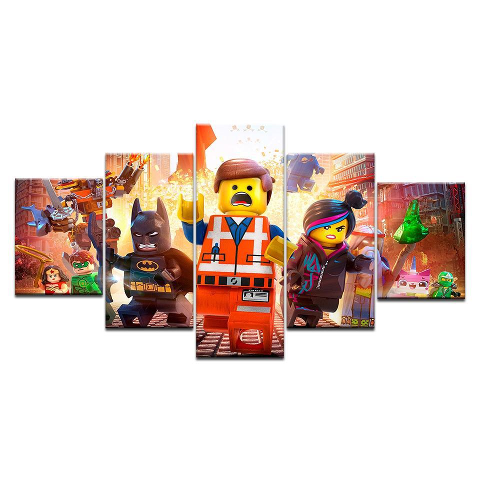 Kids Lego Movie Framed 5 Piece Canvas Wall Art