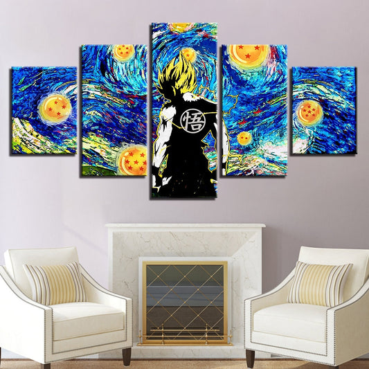 Dragon Ball Z Cartoon Framed 5 Piece Canvas Wall Art