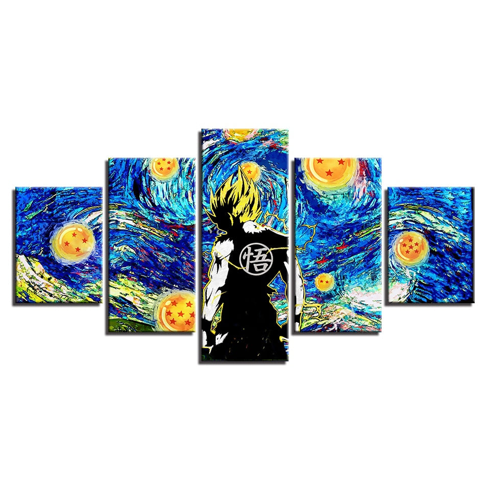 Dragon Ball Z Cartoon Framed 5 Piece Canvas Wall Art