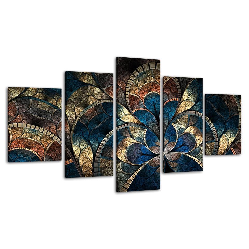 Cool Abstract Flower Painting 5 Piece Canvas Wall Art