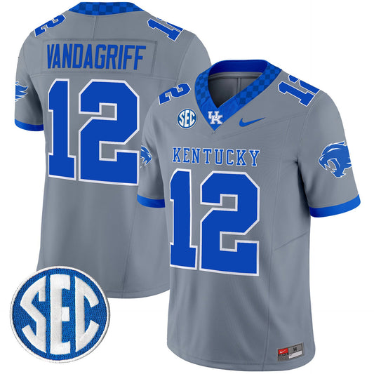 Brock Vandagriff Jersey #12 Kentucky Wildcats 2025 Limited Stitched Gray