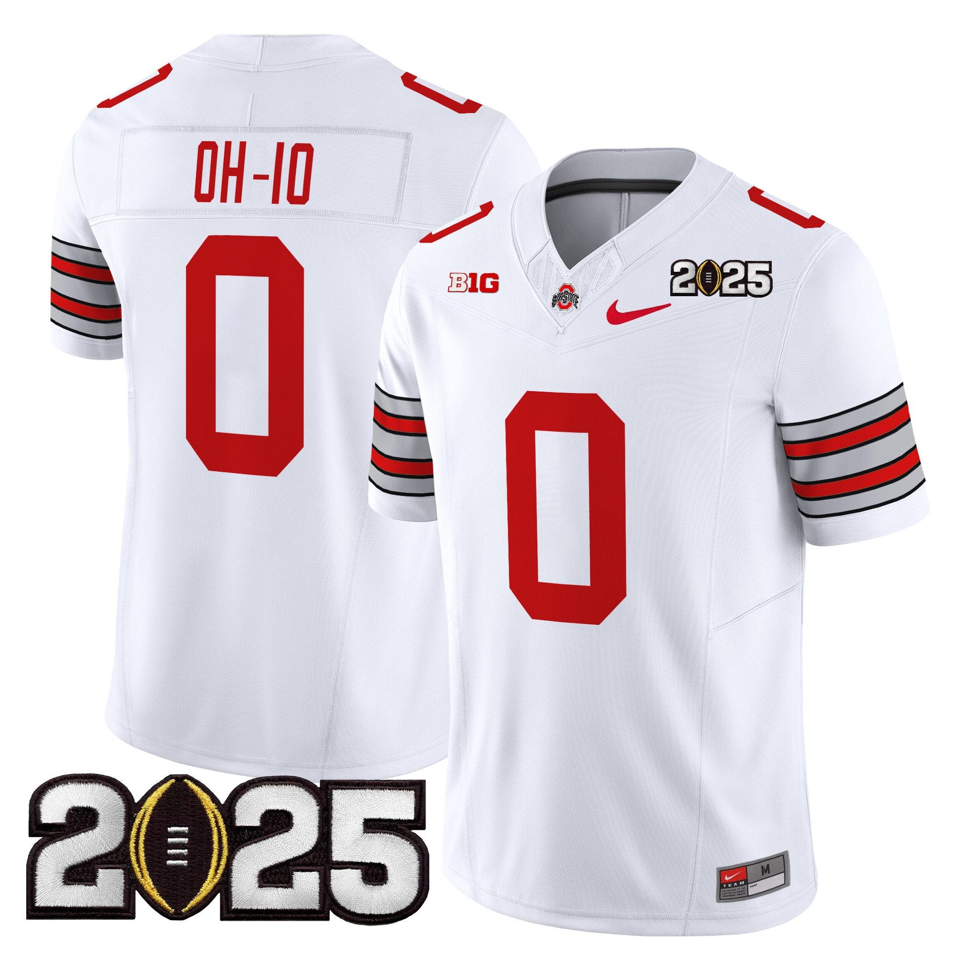 OH-IO Jersey #0 Ohio State Heritage Stripe 2025 CFP Final Stitched White